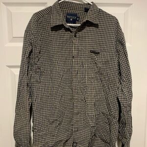 Nautica Navy and Tan Checkered Shirt